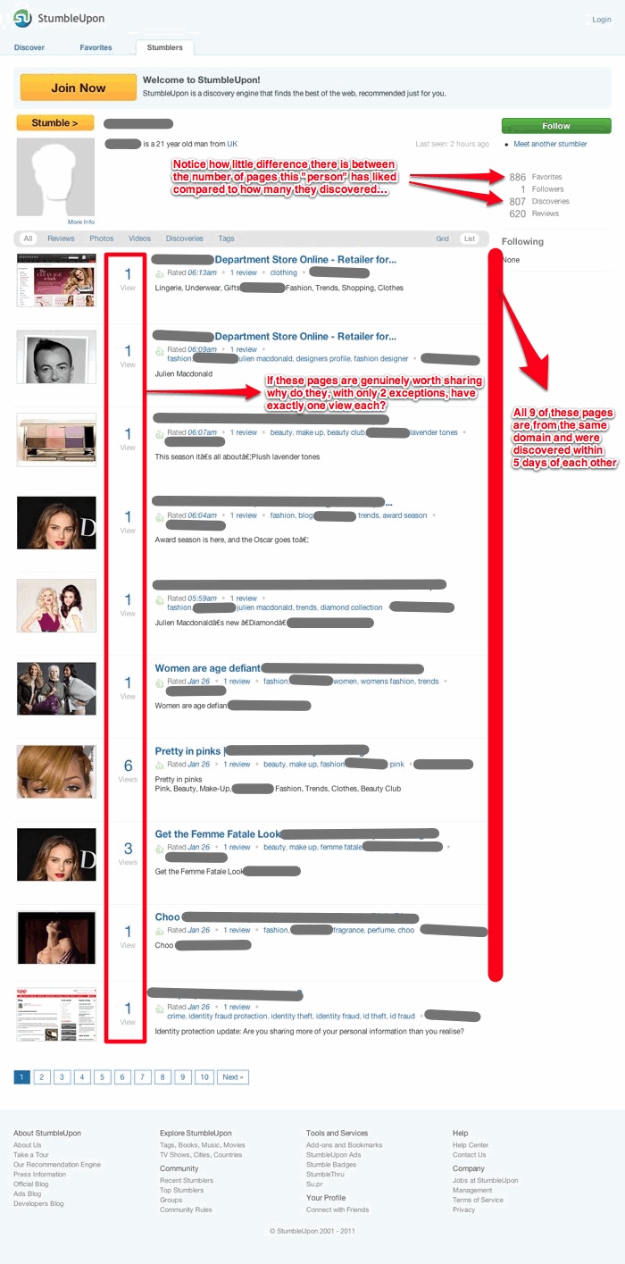 StumbleUpon Spamming